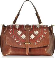  Fiesole Embroidered Leather Satchel Bag