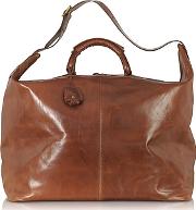  Story Viaggio Marrone Leather Weekender Bag