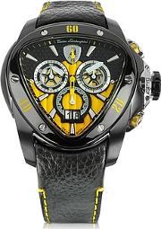  Black Stainless Steel Spyder Chronograph Watch Wyellow Dial