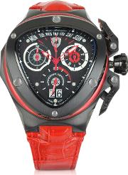  Spyder Red Leather Chronograph Watch