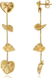 Torrini Earrings, Leaf Diamond 18k Yellow Gold Drop Earrings 