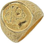 Socrates Engraved Oval Yellow Gold Men's Ring 