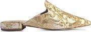  Carlotta Beige And Gold Embroidered Brocade Mules