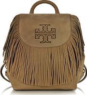 harper fringe otter brown nubuk mini backpack