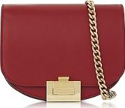  Ruby Red Leather Nano Box Crossbody Bag Wchain