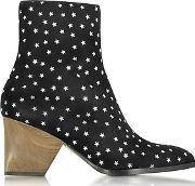  Addis Black And Silver Star Printed Suede Boot