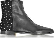  Creola Black Leather And Suede Bots Wsilver Stars
