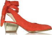 Oberline Red Suede Ankle Wrap Shoe