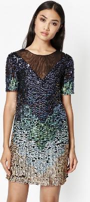 Cosmic Beam Sequin Dress Utility Blue Multi