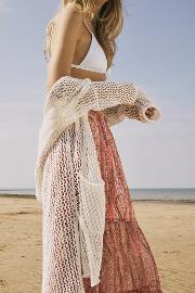 Faye Knit Oversized Fishnet Cardigan Summer White 