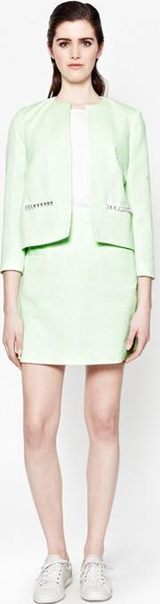 Lickety Split Collarless Jacket Green