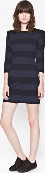 Manhattan Winter Striped Dress Blackutility Blue