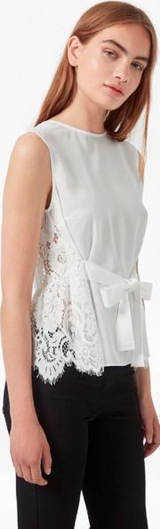 Midnight Plains Tie Up Lace Top Winter White