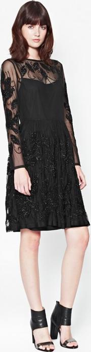 Socoro Sequins Semi Sheer Dress Black
