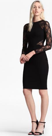 Viven Lace Sleeves Bodycon Dress Black