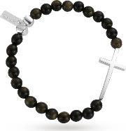 Men Golden Obsidian Cross Bracelets