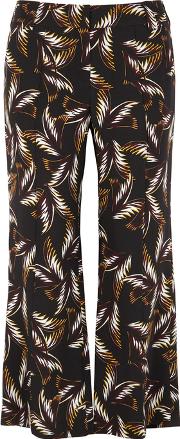 Felix Palm Print Cropped Silk Trousers