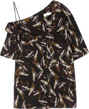Josefin Palm Print Silk Shirt