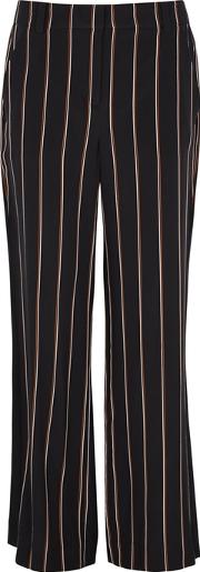 Striped Wide Leg Silk Trousers