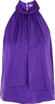 Alice Olivia Leia Purple Brushed Silk Blend Top