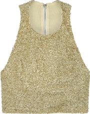 Alice Olivia Tru Gold Cropped Sequinned Top