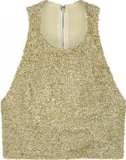 Alice Olivia Tru Gold Cropped Sequinned Top Size 10