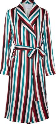 Striped Silk Satin Robe
