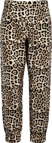 Leopard Print Silk Trousers