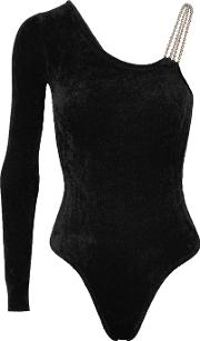 Black Chain Embellished Chenille Bodysuit