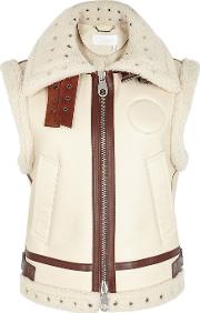 Chloe Cream Shearling Trimmed Leather Gilet