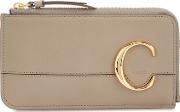 Chloe Taupe Leather Card Holder