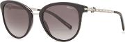 Black Crystal Embellished Oval Frame Sunglasses