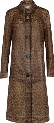 Leopard Print Transparent Rubberised Raincoat Size 8