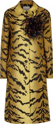 Tiger Jacquard Wool Blend Coat 
