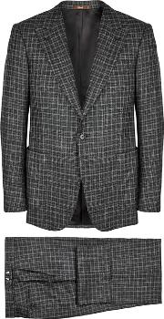 Checked Wool Blend Suit