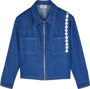 Blue Crystal Embellished Denim Jacket