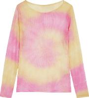 Pink And Yellow Tie Dyed Mesh Top