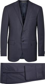 Midnight Blue Wool Jacquard Suit Size 42