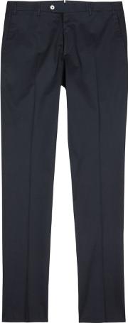Navy Slim Leg Stretch Cotton Trousers Size W30