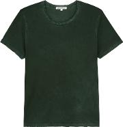 Dark Green Distressed Cotton T Shirt