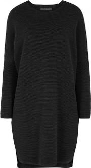 Anthracite Ribbed Wool Blend Dress 