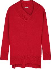 Red Asymmetric Wool Blend Jumper