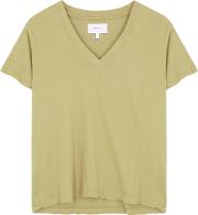 Olive Distressed Cotton T Shirt