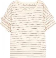 Ruffle Roadie Striped Cotton Blend T Shirt 