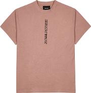 Dusty Pink Embroidered Cotton T Shirt