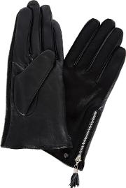 Black Calf Hair And Leather Gloves