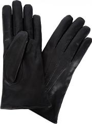 Black Fur Lined Leather Gloves