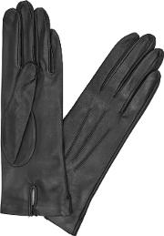 Black Silk Lined Leather Gloves
