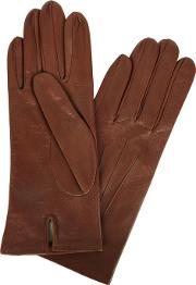 Chestnut Brown Silk Lined Leather Gloves