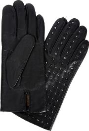 Classic Black Studded Leather Gloves